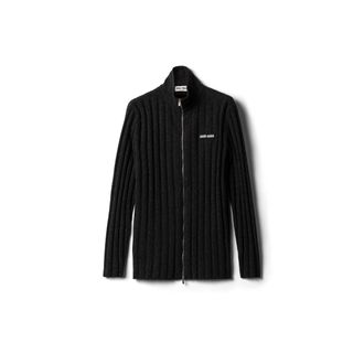 Miu Miu Wool And Cashmere Cardigan, Woman, Anthracite Gray, Size 38