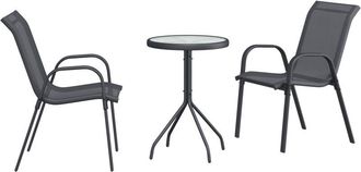 vidaXL Juego Bistro De Jard&iacute;n 3 Pcs Gris Acero Vidaxl