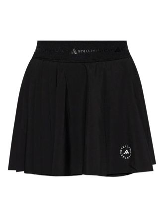 adidas by Stella McCartney pleated logo-detail mini short-skirt - women - Recycled Polyamide/Elastane - S - Black