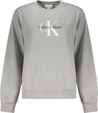 Calvin Klein Womens Logo Crew Neck Sweatshirt - Grey Cotton - Size X-Large