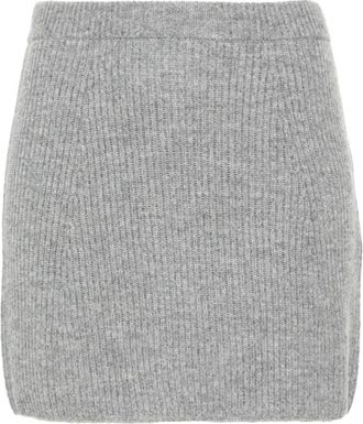 Sportmax Geribbelde Gebreide Grijze Rok - Dames - Korte rokken - Grijs - XS - Wol - Rokken