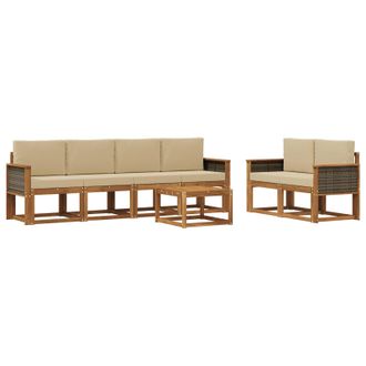 vidaXL Conjunto De Sof&aacute;s De Exterior Con Coj&iacute;n 6 Pcs Natural Vidaxl