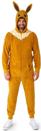 OppoSuits Pok&eacute;mon Eevee Hooded Long Sleeve Fleece Jumpsuit in Beige at Nordstrom, Size Xx-Large