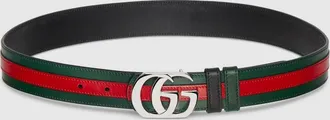 Gucci Reversible Cut GG Marmont Belt, Size Gucci 100, Green, Leather