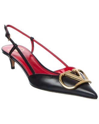 Valentino Vlogo Signature 40 Leather Slingback Pump