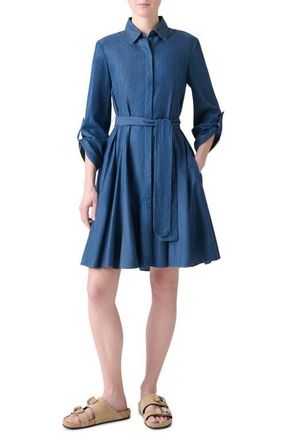 Akris Belted Denim Shirtdress in Medium Blue Denim at Nordstrom, Size 10