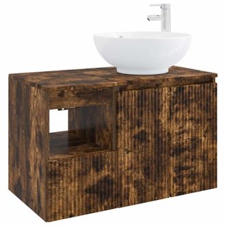 vidaXL Juego De Muebles De Ba&ntilde;o 2 Uds. Roble Ahumado Vidaxl