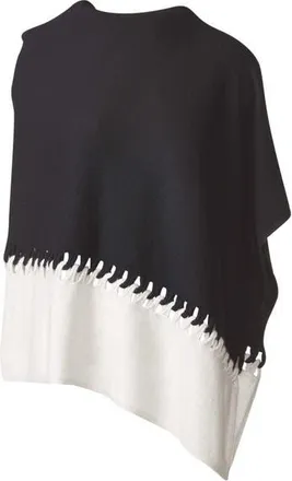 Kinross Cashmere Twist Stitch Poncho in Black/birch at Nordstrom