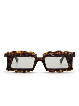 Kuboraum X21 rectangle-frame sunglasses - Brown