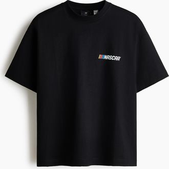 H&M T-Shirt Oversized Fit - Schwarz/Nascar