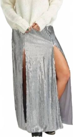 Show me your Mumu Mick Double Slit Sequin Skirt In Silver
