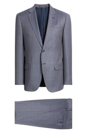 Emporio Armani Light Purple M&eacute;lange Virgin Wool Suit in Eggplant at Nordstrom, Size 40 Us