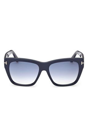 Tom Ford Flynn 55mm Gradient Butterfly Sunglasses in Navy Blue /Gradient Blue Lens at Nordstrom