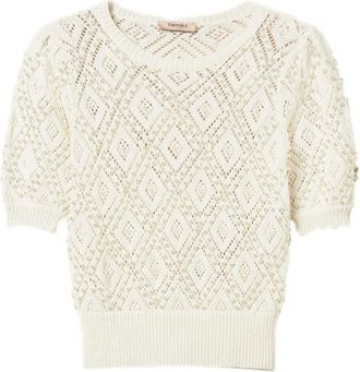 Twin-Set Top met diamantpatroon - Wit