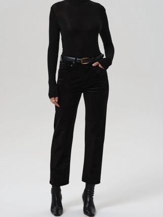 Citizens Of Humanity Delfina Velvet Straight Leg Pant In Black