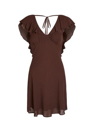 Reformation Ami Crepe Mini Dress - Brown - 12 (UK16 / XL)