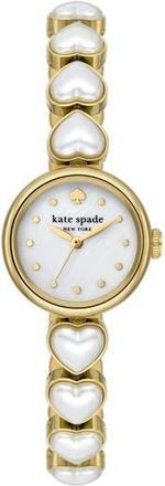 Kate Spade New York monroe imitation pearl heart bracelet watch, 24mm in Gold at Nordstrom Rack, Size 24 Mm