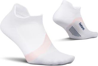 Feetures Elite Light Cushion No Show Tab Athletic Ankle Socks Sport Sock with Targeted Compression in White Rose at Nordstrom, Size Medium