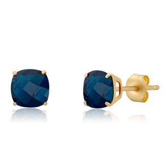 MAX + STONE 14k Yellow Gold 6MM Cushion Cut Gemstone Stud Earrings
