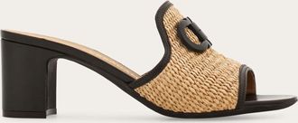 Ferragamo Women Gancini ornament mid-heel slide Beige Size 10.5