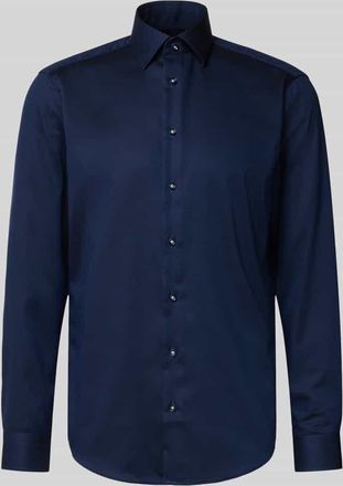 Christian Berg Regular Fit Business-Hemd aus reiner Baumwolle mit Kentkragen in Marine, Größe 39/40