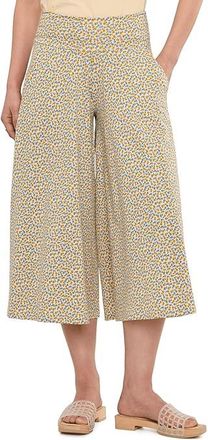 Toad&Co Chaka Culotte Pants Womens Dress Pants Gold Print : LG (US 12-14) 21.5, Cotton/Elastane/Lyocell