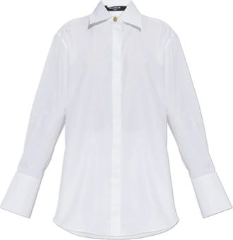 Balmain Het Katoenen Shirt - Dames - Overhemden - Wit - L - Katoen - Overhemden