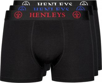 Henleys Heren Trilock Boxershorts (Set van 3) (Zwart)