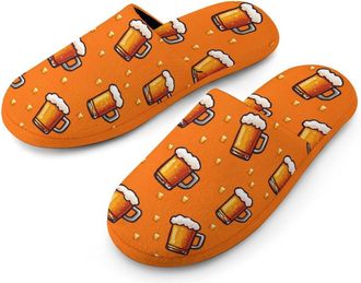 Generic Beer Mugs Mens Flannel Slipper Soft Non Slip House Shoes Comfy Winter Warm Indoor Outdoor Slippers
