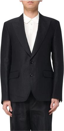 Dolce & Gabbana Kostuums, Heren, Zwart, L, Linnen, Klassiek Linnen Colbert