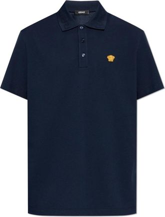 Versace Embroidered Medusa Polo Shirt - Heren - Polos - Blauw - 4XL - Katoen - Tops