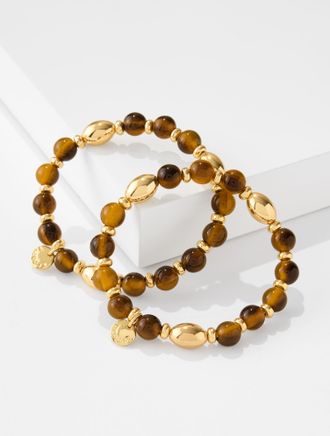 Talbots Tortoiseshell Stretch Bracelet Set - Tortoiseshell/Gold - 001 Talbots