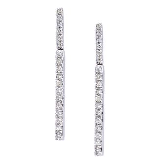 Diamant L'éternel Womens 9ct White Gold Diamond Stick Earrings - One Size