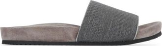 Brunello Cucinelli Su&egrave;de Slippers - Dames - Sandalen - Grijs - 41 EU - Su&egrave;de - Schoenen