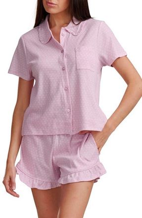 Splendid Ruffle Collar Short Pajamas in Sweet Taffy Star at Nordstrom, Size Medium