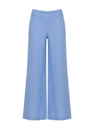 120% Lino Light Blue Elastic Waist Pants