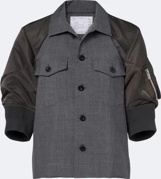 sacai Wool twill and technical jacket