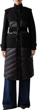 Patrizia Pepe Cappotto in nylon trapuntato con dettagli in lana - - Coats - Donna - Nero - M