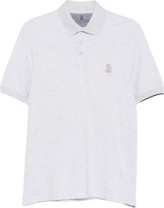 Brunello Cucinelli Piqu&eacute; Poloshirt - Heren - Tops - Grijs - Maat: M Piqu&eacute;
