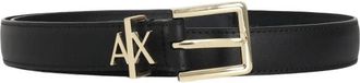 A|X Armani Exchange Riem met logo-gesp - Dames - Riemen - Zwart - 90 CM - Leer - Accessoires