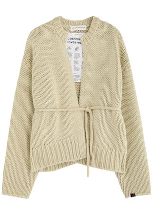 Extreme Cashmere Extreme Cashmere N°384 Ginza Belted Cashmere Cardigan - Beige - One Size