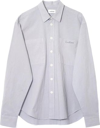 Soulland Albert Garment Dye Shirt - Dames - Overhemden - Grijs - M/L - Katoen - Overhemden