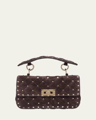 Valentino Garavani Small Quilted Rockstud Suede Shoulder Bag