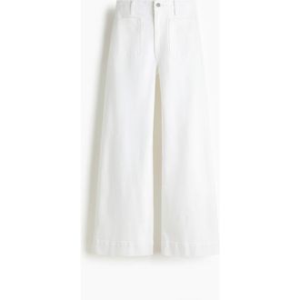 H&M Wide High Jeans in White at Nordstrom, Size 14