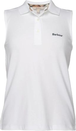 Barbour Tops, Dames, Wit, L, Katoen, Bowford Mouwloze Poloshirt