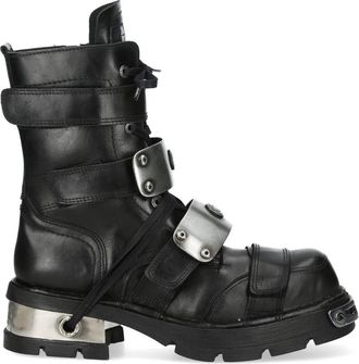 New Rock Metallic Black Leather Gothic Punk Rock High Boots - MET048-C9