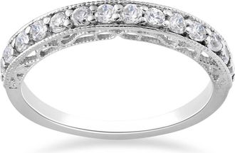Pompeii3 3/8ct Diamond Vintage Stackable Wedding Ring 14K White Gold Size Selectable