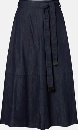Max Mara Belted denim midi skirt