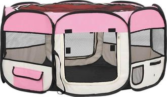 vidaXL Vidaxl - Parque De Perros Plegable Y Bolsa Transporte Rosa 145x145x61cm