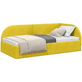 vidaXL Corner Bed Frame with Headboard Yellow 80 cm x 200 cm Velvet vidaXL